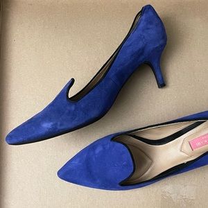 Isaac Mizrahi blue purple leather heel